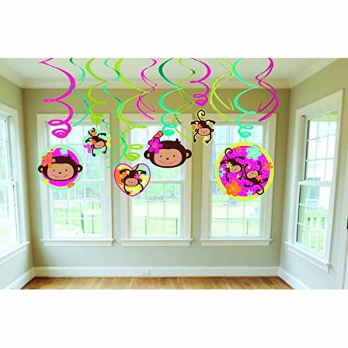 Pink Mod Monkey Love Swirl Decorations 12pc Walmart Com