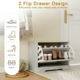 thumbnail image 5 of Youmumeub Entryway Shoe Bench with Storage, 24" Modern Seating Bench with Flip Drawer Cabinet for Hallway or Bedroom, MDF Wood, Antique White, 5 of 11