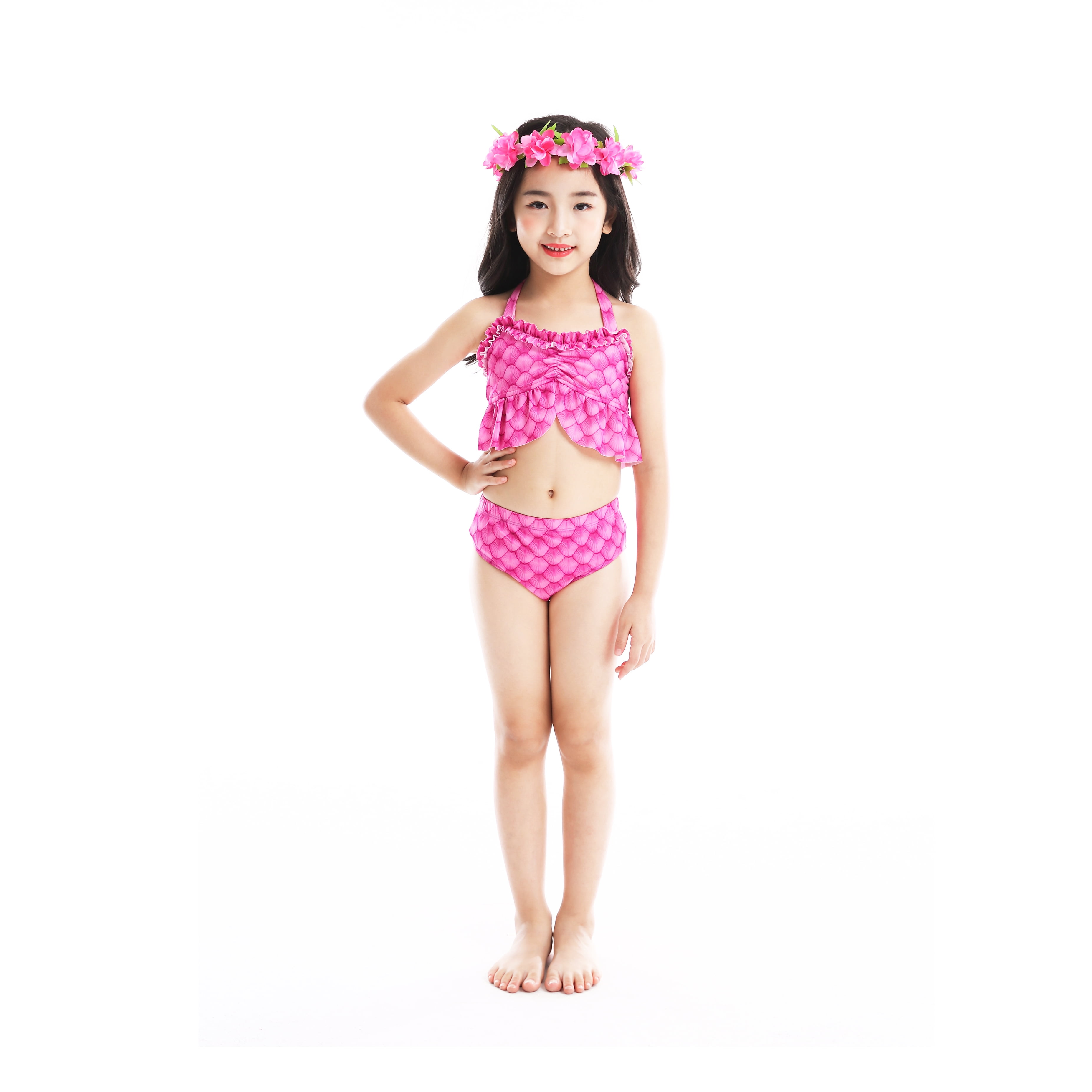 2026 Girls Swimming Mermaid Tail 4 Pcs Sets Kids Mermaid Swimwear