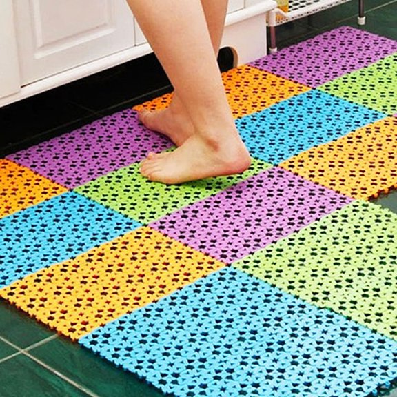 NICERIO 10Pcs Assorted Color Shower Mat Non Slip Plastic Floor Mat Durable and Comfortable