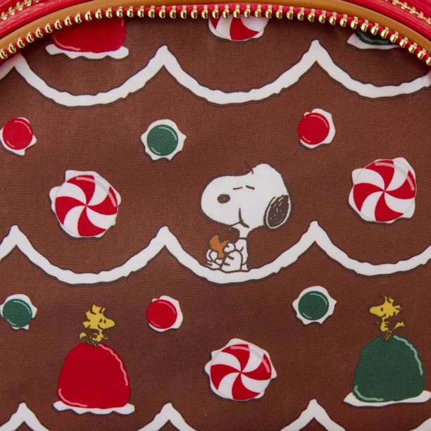 Peanuts Brown Candy Gingerbread Mini Backpack with Red & Green Accents Peanuts Loungefly Snoopy Gingerbread Mini Backpack – Festive  main image 4