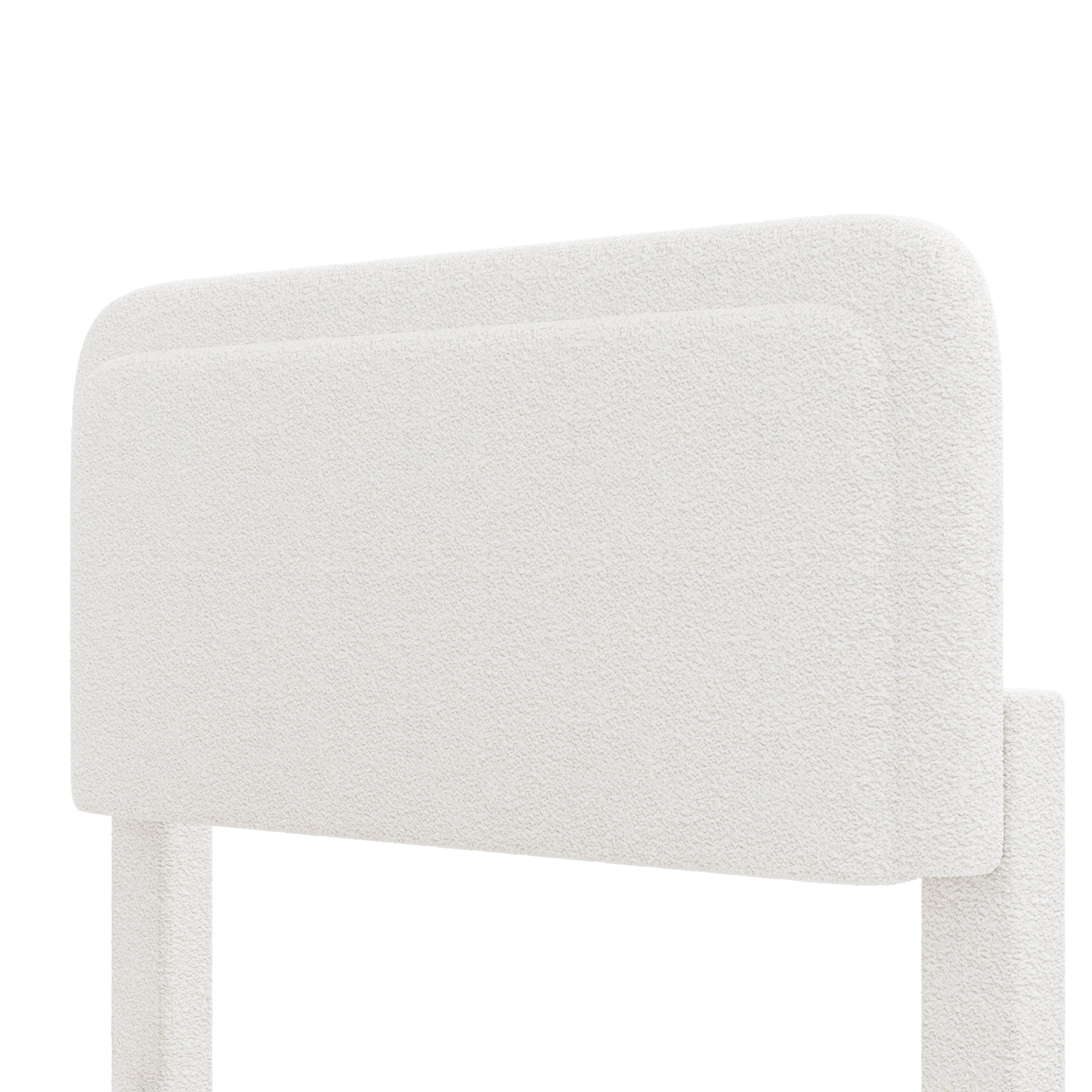 Euroco Boucle Full Size Platform Bed with Height Adjustable Headboard, Low Profile Modern Bed with Curved Cloud Headboard, White