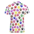 thumbnail image 5 of Colorful Paw Print Men Zipper T-shirt Summer Casual Short Sleeve T-shirt Top, 5 of 7