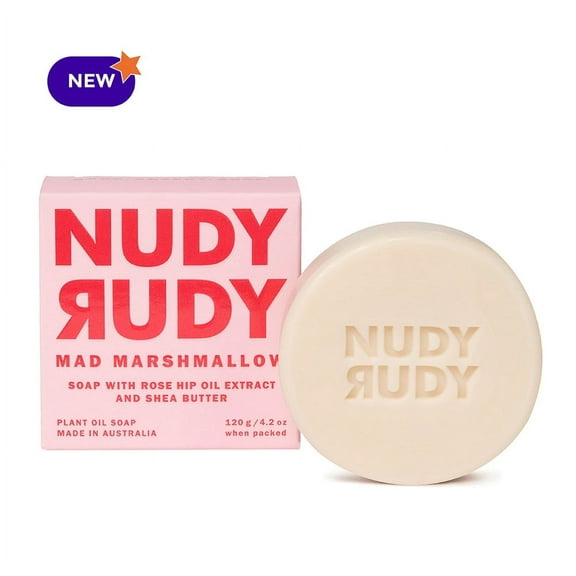 Nudy Rudy Mad Marshmallow Soap With Rose Hip and Shea Butter, 4.2 Oz..