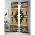 thumbnail image 4 of Sheer Curtains 84 inches Long, Southwest Ethnic Style Brown Tribe Retro Geometric Light Filtering Sheer Window Curtains Rod Pocket Voile Drapes for Bedroom Living Room, 52"W x 84"L 2 Panels, 4 of 7