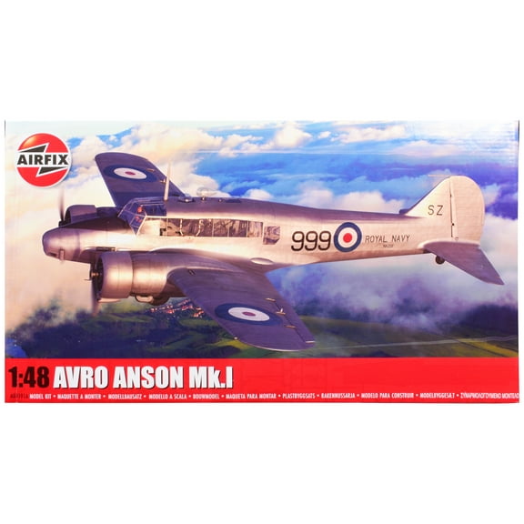 Avro Anson Mk.I Aircraft with 3 Scheme Options (Level 3) 1/48 Plastic Model Kit by Airfix