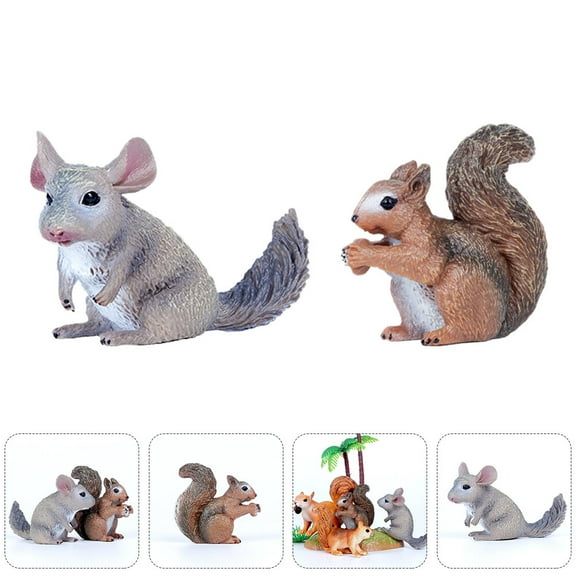 OFFIGAM 2Pcs Squirrel Figurines and Statues Grey Plastic Decor DIY Landscaping