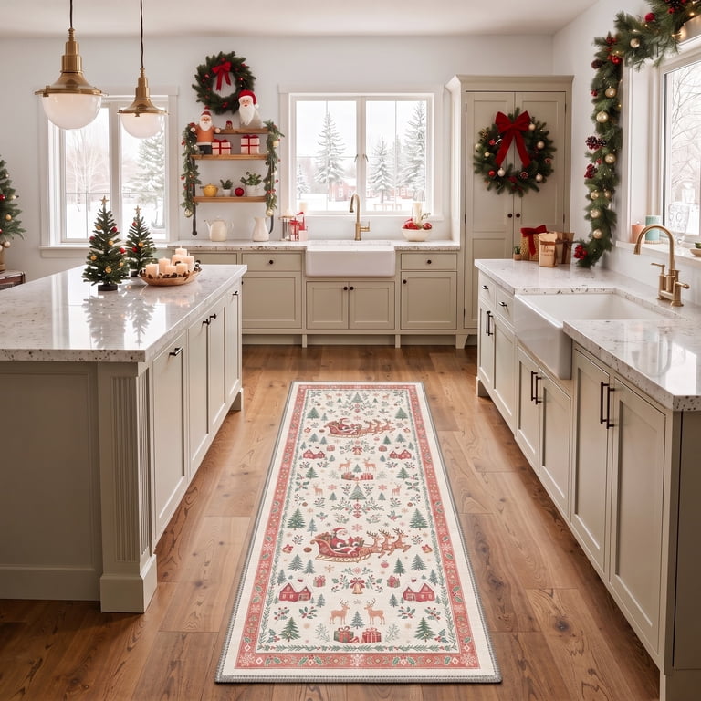 KUETH 4'x6' Christmas Machine Washable Area Rug, Non-Slip Rugs for ...