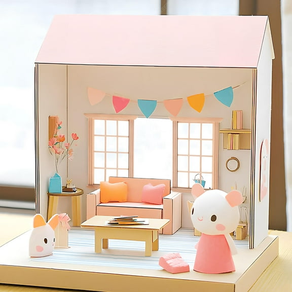 JOINPAYA 2 Pcs 1:12 Scale Wood Dollhouse Windows, 12-Pane Miniature Furniture Model for Doll Houses, 3.2 x 4.5 Inch