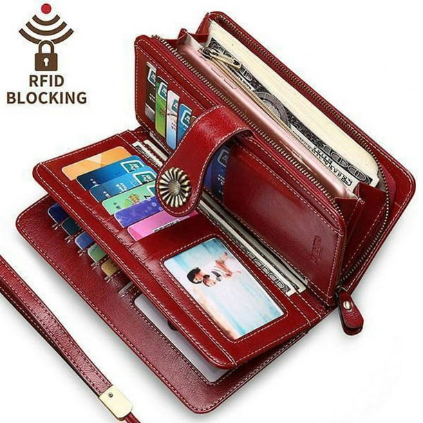Wallets for Women Genuine Leather Credit Card Holder with RFID Blocking ...