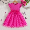 thumbnail image 2 of LEWKW Toddler Girls Flutter Sleeve Party Dress Ribbed Bodice with Bow Knot Satin Belt 3D Butterfly Tulle Tutu Dress for Easter Spring Holiday, 2 of 7