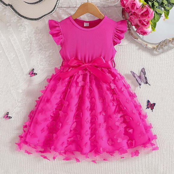 ATOGUTA Tutu Dress for Girls Ruffle Tulle Tutu Dresses Cute Summer Party Princess Sundress Size 3T-10. Hot Pink