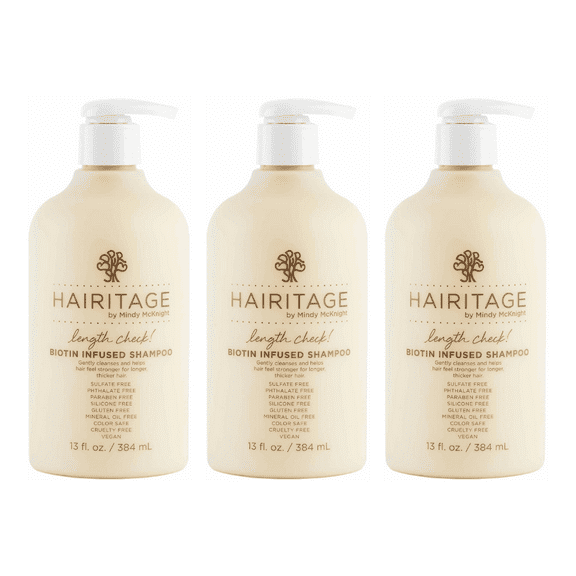 Hairitage Length Check! Biotin Shampoo with Jamaican Black Castor Oil, 13 fl oz (Pack of 3)