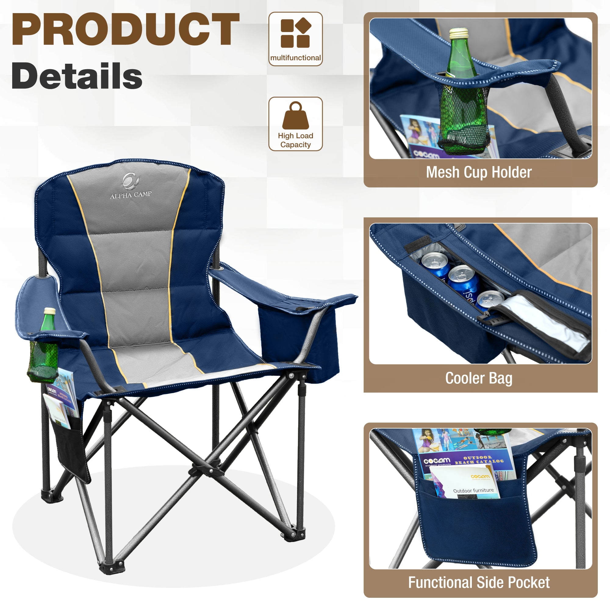 Due North Chair With Cooler Folding Rocking Director Chair Ocean