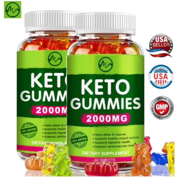 (2 Pack)Minch Natural Keto Gummies 2000MG Apple Cider Vinegar Ketone Fat Burner Weight Loss Diet