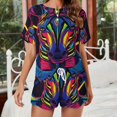 thumbnail image 2 of Tiger Animal Graffiti Pajama Set for Women 2 Piece Sleepwear Loungewear Short Sleeve, 2 of 7