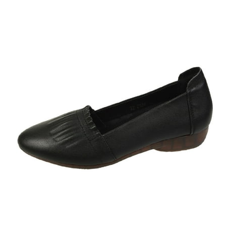 

Mackneog Ladies Solid Color Folds Shallow Soft Sole Flat Casual Shoes Gift on Clearance