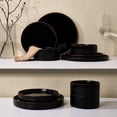 thumbnail image 2 of Famiware 12 Pieces Porcelain Dinnerware Set, Glossy Black, 2 of 6
