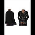 thumbnail image 3 of Camisa Informal con Mangas Acampanadas y Volantes de Color Liso para Mujer, y Otoño 2025 Negro S, 3 of 6