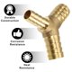thumbnail image 4 of Conector de ajuste de manguera de motor Universal de 14-14-10mm, reductor de ajuste de manguera en forma de Y, 3 vías para combustible, aire, agua, Gas, tubería de aceite, tono dorado de latón, 4 of 7
