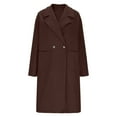 thumbnail image 6 of Woolen Trench Coat for Women Mid Length Notch Lapel Collar Dressy Casual Jacket with Pockets Winter Long Outerwear (M, Brown), 6 of 7