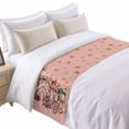 thumbnail image 2 of Bed Runner Scarf for Queen Size Bed, Pink Gingerbread Christmas Beds Scarf Throws for Foot of Bedding, Xmas Tree Gift House Star Decorative Beds Runners for Bedroom Guestroom, 83"x20", 2 of 8