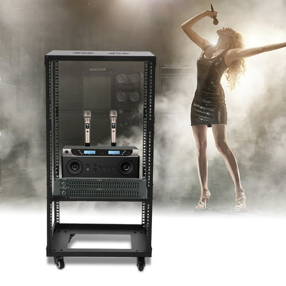 18.5" 18U Open Frame Server Rack with Wheels- Home Network Cabinet 70kg Black