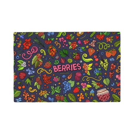 

Table Placemats Set of 6 - Berry Fruits 12x18 In Faux Linen Double Heat Resistant Place Mats Cloth Indoor/Outdoor Placemats Washable Table Mats for Dining Kitchen Party
