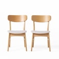 thumbnail image 4 of Set of 2 Dining Chairs, Fabric Cushioned Seat & Solid Rubberwood Legs - Light Beige, 4 of 9