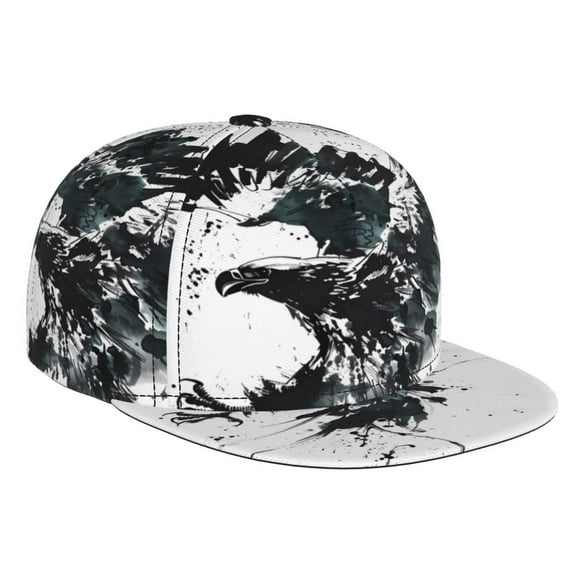Hirioo Abstract Eagle Ink for Baseball Cap Men Cap Flat Brim for Men Women Teens Adjustable Baseball Cap