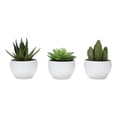 thumbnail image 3 of Artificial Plant - 6" Tall - Succulent - Indoor - Set Of 3 - Green - White Pots, 3 of 10
