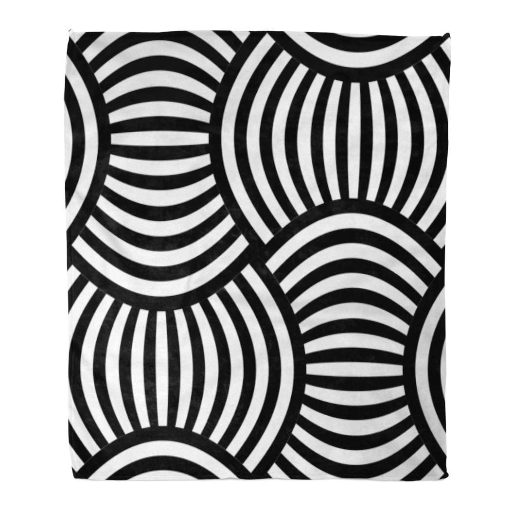 JSDART Flannel Throw Blanket Pattern Geometric Contemporary Modern Black White Ornate Retro Soft for Bed Sofa and Couch 50x60 Inches Walmart