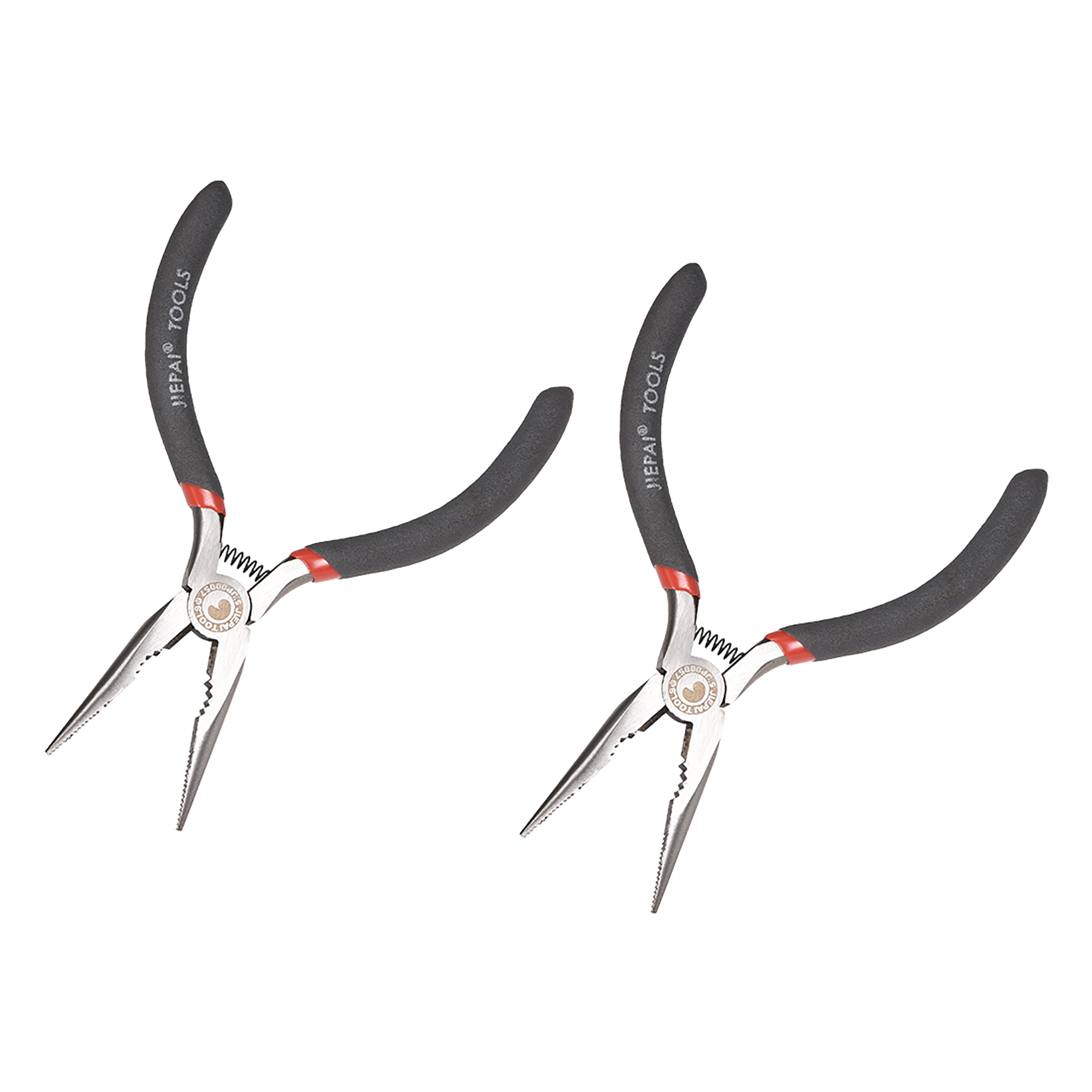 Needle Nose Pliers 5Inch with Side Cutter Serrated Jaws 2 Pcs