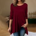 thumbnail image 2 of Lindreshi Long Sleeve Shirts for Women Plus Size Deals Women Casual Full Long Sleeve Casual Loose Tunic Tops Crewneck Sweatshirts, 2 of 6