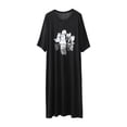 thumbnail image 2 of Karight Womens Short Sleeve Nightgown Cat Print Casual Loose Fit Midi Sleep Dress Soft Loungewear Nightshirt with Pockets, 2 of 5