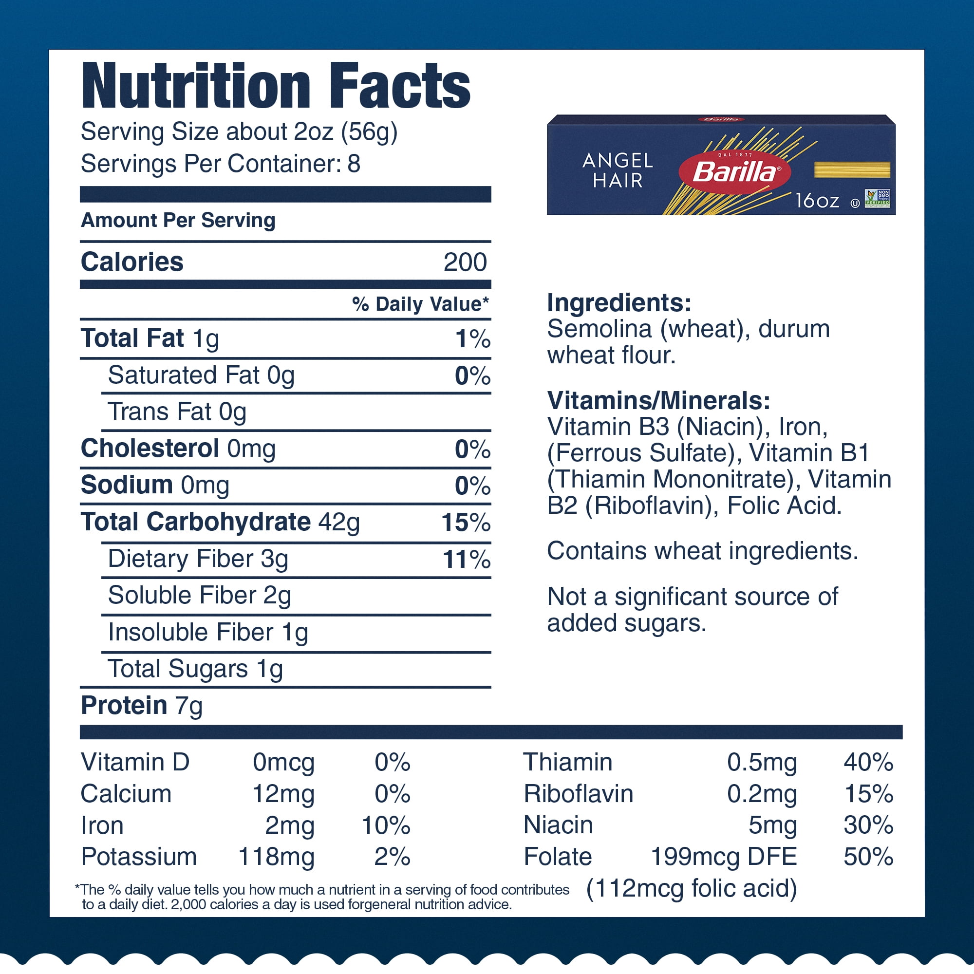 (6 pack) Barilla Classic Non-GMO, Kosher Certified Angel Hair Pasta, 16 oz