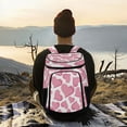 thumbnail image 6 of Backpack Cooler lunch bag 36 Can Capacity Insulated Bag for Camping, Beach, Hiking & Travel Pink Hearts Pattern, 6 of 7