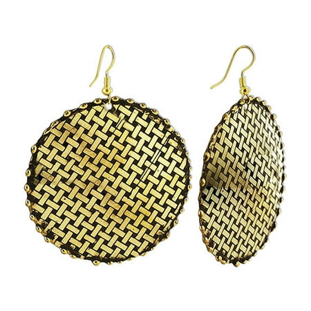 Gem Avenue 2 1 Inch Round Gold Tone Basket Weave Design Dangle Earrings With French Wire Findings Gem Avenue 2 1 Inch Round Gold Tone Basket Weave Design Dangle Earrings With French Wire Findings