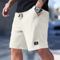 thumbnail image 5 of LWavelet Mens Waffle Shorts Summer Casual 7" Textured Knit Drawstring Elastic Waist Comfy Short with Pockets Beach Vacation,Beige L, 5 of 5