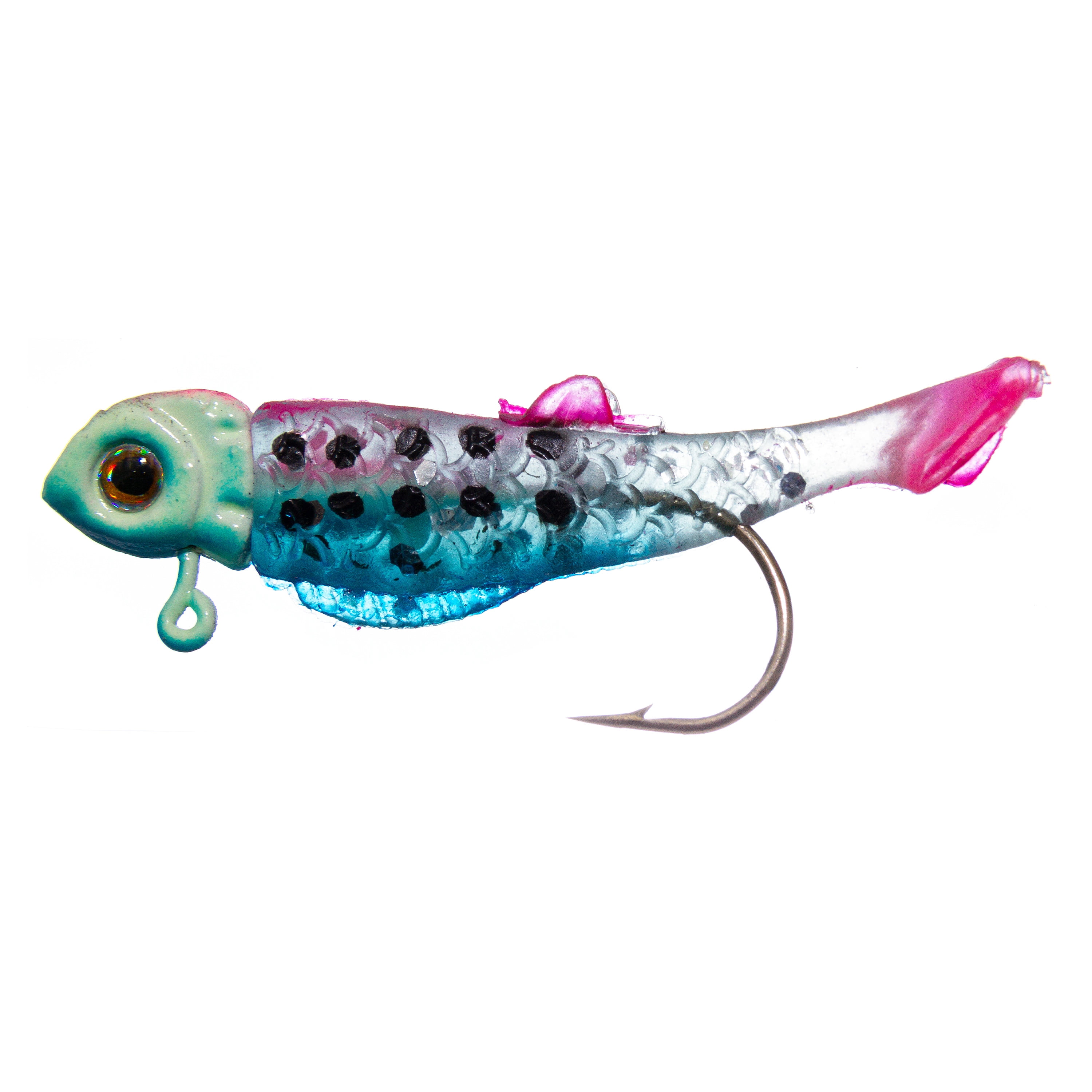 Ozark Trail Freshwater Rigged Paddle Tail Minnow Fishing Lure, Blue/Pink, 1/16 oz