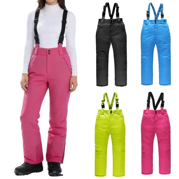 dgysar Women's Essential Insulated Ski Bibs, Water Resistant Snow Pants for Skiing & Snowboarding Black M