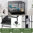 thumbnail image 5 of Uforic Small Animal Cage  with Platforms & stair,Indoor Metal 2-Tiers Animal Cage for Rabbits, Chinchillas and Hamsters,4 universal 360 °wheels,Black, 5 of 9