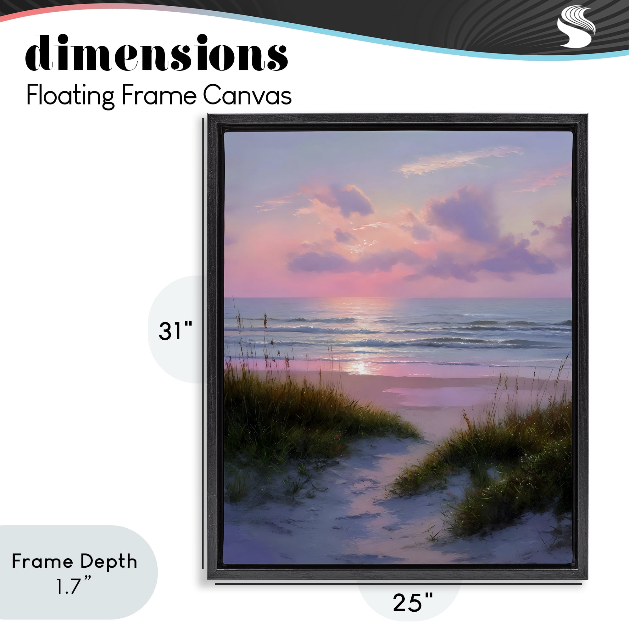 Stupell Industries Romantic Beach Sunset in Pink Black Framed Floater Canvas Wall Art, design by Franklyn Gregory