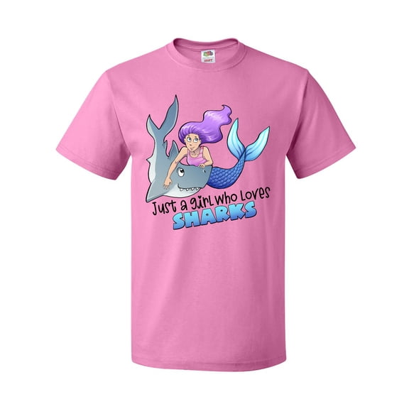 Inktastic Just a Girl Who Loves Sharks- Mermaid T-Shirt