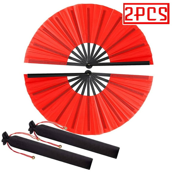 2Packs Large Clap Fans for Line Dancing Large Chinese Folding Hand Fans for Men and Women, Festival, Tai Ji, Kungfu, Martial Art,