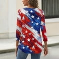 thumbnail image 5 of Women's Patriotic Star Print 250th Anniversary USA Shirt V-Neck Button 3/4 Sleeve T-Shirt, 5 of 5