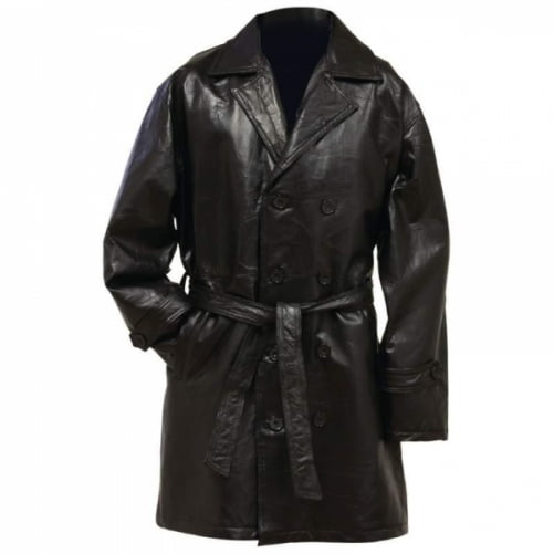 Genuine Leather Mid Length Trench Coat, Leather Trench Coat Designs