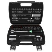 3/8 Drive Click Torque Wrench Set, 5-60 N.m, 32PCS Professional Torque Tool Kit with Extension Bar, Adapter, Bits & Portable Case for Bicycle, Motorcycle, Car Maintenance
