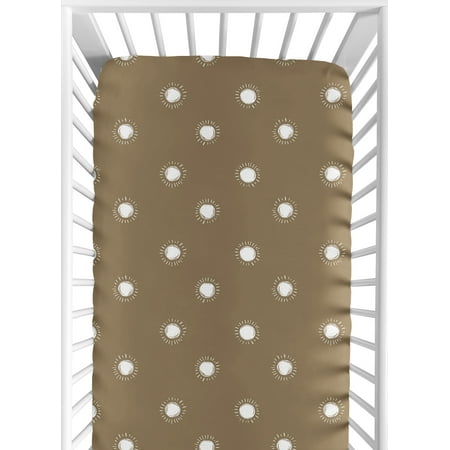 UPC: 0846480096863 | Boho Sun Cocoa Brown and White Fitted Crib Sheet Boy or Girl by Sweet Jojo Designs