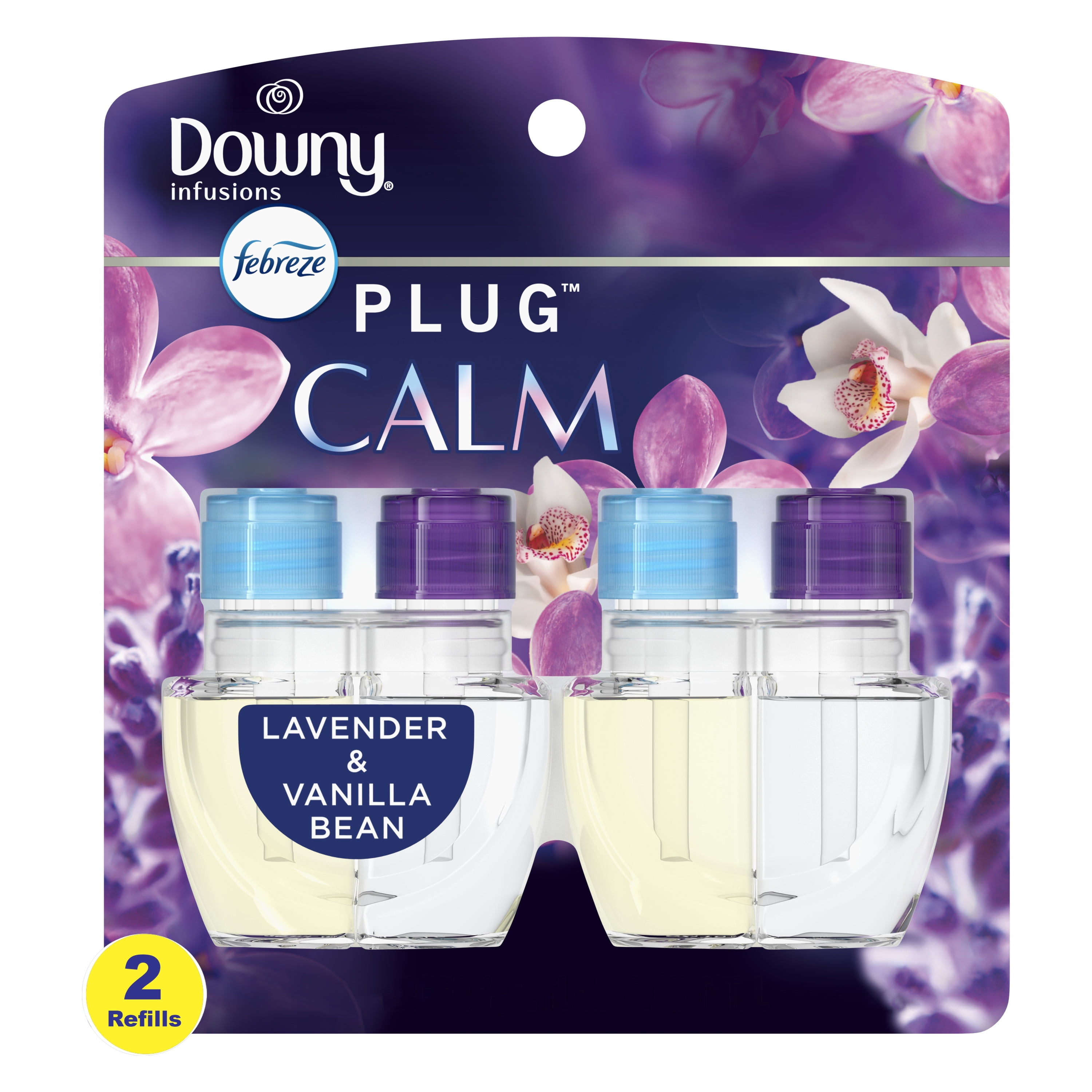 (3 pack) Febreze Plug In Air Freshener, Odor-Fighting Scented Oil Refill, Downy Calm, 2 Refills
